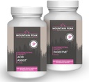 Hory Peak Nutriční Acid Assist & Digestive Support Combo Pack - Gastrointestinální a stravitelné zdraví - Enzymy, Probiotika, a Nutrient Support - 90 Vegetariánské kapsle Každý