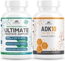 Nejlepší Over- The- Counter Prostate Support - Prostate Health Supplement pro muže (60 kapslí) + ADK 10 Vitamin Supplement + Olivový olej pro lepší absorpci (90 Vegetariánských kapslí)