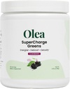 Olea Supercharge Green - Bloat Relief & Clean Energy Support - Yerba Mate + Probiotika + Digestive Enzymes + Fiber - No Sugar Added - Gut Health Green Drink for Daily Digestion