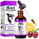 Pes Multivitamin, 15 v 1 Pes Multivitamin Tekuté Kapky Doplňky, Pes Vitamíny pro srdeční zdraví, Kosti, Společné, Kůže & Coat, močová měchýř, Podpora imunitního systému 60ml