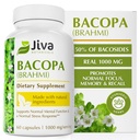 Jiva Botanicals Bacopa Monnieri dodatek Pure 1000mg per Serving - High Potency Bacopa Monnieri (Brahmi) & Extract for Normal Brain, Focus, & Memory Support - Ayurvedic Herbs - 60 Kapsle