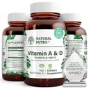 Přírodní Nutra vitamin A a D, podporuje kostní zdraví a zlepšení zdraví očí, podporuje silné zuby, zlepšuje vitalitu, sourced z Cod jaterní olej, podporuje celkové zdraví, 10000IU / 400IU, 100 Softgels