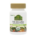 Natures Plus Zdroj života Zahrada Vitamin D3 & K2-60 Vegan Kapsle - Promotes Bone Support, Imunitní funkce, Kardiovaskulární zdraví & Mood Balance - Vegan, gluten zdarma - 60 Služeb