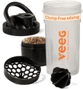 Veeg Shaker Lahvičky pro proteinové směsi, Protein Shake Lahvička s míchačkou, těsnicí, skladovací prostor. 24 oz posilovna třepačka láhev, Flip Top Lid, Carry Handle. BPA- free, Leak- proof, Myčka nádobí Safe.