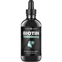 Liquid Biotin 10,000 mcg s vitaminem C - vysoká potence vlasy, kůže a nehtové podpory - Rychlá absorpce Biotin kapky - 60 denní zásoba - 2 oz