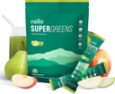 Nello Supergreens Superfood Drink Mix s Chlorella, Moringa, Špenát, Brokolice, Digestivní Enzymy, a Probiotika - Apple hruška Flavor, 20 Služebníků, cestovní balíček