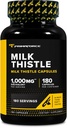 Primaforce Milk Thistle 180 Kapsle 1000mg Ekvivalentní - Gluten Free, non-GMO dietní dodatek, od 250mg 4: 1 Extract