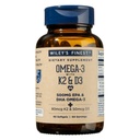 Wiley 's Finest Wild Alaskan Fish Oil Vitamin K2 & D3 Softgels - 500mg EPA a DHA Omega-3s pro podporu zdraví kostí a srdce - 60 Softgels (60 Servings)