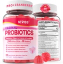 Vaginální probiotika Gummie pro ženy PH Balance, Odorová kontrola s prebiotika, Cranberry, D- Mannose, Promotes Feminin Zdravá Vaginální Flora, Močová Trakt, kvasnice, Digestivní podpora, Cukr zdarma, 120Cts