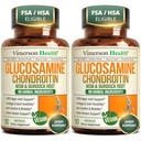 Glucosamine Chondroitin MSM - dodatek k společné podpoře pro ženy a muže s Glucosamine Sulfath 1500 mg, Chondroitin a MSM - pro chrupavku, společné zdraví a flexibilitu - 2 Pack, Vegan