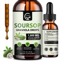 (2 Pack) Soursop Graviola Liquid Drops 1800mg, 98% Absorpce Soursop Bitters Liquid for Cell Support & Regeneration, Imunitate Boost, Relax, Játra a spánek, Bylinné dobro, Gluten Free, 1 Fl Oz