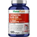 NusaPure Antarktida Krill Oil 2000 mg 120 Softgels, Omega33 EPA 360mg, DHA 240mg, Soyfree Astaxanthin dodatek Sourced from Krill 800ppm