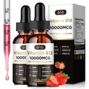 Vitamin B12 Kapalné Kapky Sublingual 10000 mcg, Triple B-12 Complex dodatek, Methyl & Methylkobalamin Směs pro ženy a muže, Mood & Energy Booster, Metabolismus & Podpora zdraví, 2 Pack