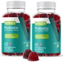 VITEEY Probiotické gumy s prebiotiky - Gut Zdravotní doplňky pro stravitelné zdraví - 2 miliardy CFU - Vegan, gluten- Free - 120 Počet