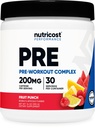 Nutricost Pre- Cvičení Komplexní prášek (30 Serings, Ovocný punč) - s Beta- Alanin, Taurin & Amino kyseliny