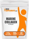 BulkSupplements.com Marine Collagen Powder - Marine Collagen Peptides dodatek, pro vlasy, pleť, & hřebíky - Hydyrolyzované & gluten zdarma, 2.5g per Serving, 100g (3.5 oz) (Balení po 1)