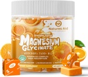 Glycinát hořečnatý Soft Chews dodatek, Žvýkací cukr bez draslíku Žvýkačky s hořčíkem Glycinát, Vitamin D, B6, a CoQ10 pro klidnou podporu a spánek pro dospělé, 60 dní Supply- Orange