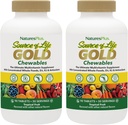 NaturesPlus Zdroj života Gold Multivitamin - 90 žvýkací tablety, balení po 2 - s vitamíny D3, B12, K2 a více než 120 Celých potravin - Krev, kost a imunitní podpora - Gluten zdarma - 60 Celkem služby