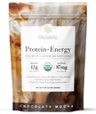 Truvani Protein + Energy Drink Mix s 87mg kofeinu 124; Chocolate Mocha coffee 124; 12g Organic Plant Based Protein 124; 20 Servings CUP124; USDA Organic Coffee Powder & Adaptogens CUP124; Gluten & Dairy Free CUP124; Vegan