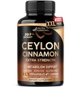 Ceylon Skořice Kapsle - Extra Strength - Energy, Heart & Metabolismus Podpora - Pro muže a ženy - Čistý přírodní extrakt 20: 1 Dodatek - Made in USA - GMO & Gluten zdarma, 120 Kapsle, 4 Měsíční dodávky
