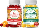 Lunakai Vitamin B12 a Vitamin D3 Gummies Bundle - 3000 mcg B12 a 25 mcg 1000 UI VIT D3 - Gluten Free, No Corn Syrup, Organic, Non- GMO, Plant based Gelatin Free