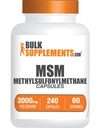 BulkSupplements.com MSM Kapsle - Methylsulfonylmethan, MSM 3000mg - Společné doplňky, Bezlepkové, 4 Kapsle per Serving, 240 Počet (Balení po 1)