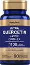 Piping Rock Quercetin Zinkový komplex 124; 1100 mg FLAVIS 124; 60 kapslí 124; Non- GMO, gluten zdarma dodatek