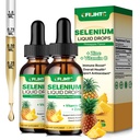 2 Pack Selen tekuté kapky, 200mcg tekuté selenium dodatek s vitamínem C & zinek, podpora imunitního systému, antioxidant & srdce zdraví, vysoká absorpce, ananasový flavor