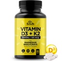 Vitamin D3 5000 IU + K2 s magnesium- bisglycinátem pro Max Absorpce 124; 90 Kapsle 124; Imunitní podpůrná léčba 124; Promotes Heart, Bone and Muscle Health