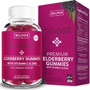 WellPath zvýšení Elderberry gumové se zinek a vitamin C 124; doplněk imunitní podpory pro dospělé 124; Imunity Booster Vitamíny 124; Sambucol Black Gummy 124; Non- GMO & Vegan, 60 Ct