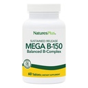 Natures Plus Mega B150 Complex, Setrvalá verze - 60 Vegetariánských tablet - Maximální potence B Komplex vitaminu Doplněk - gluten- zdarma - 60 Služeb