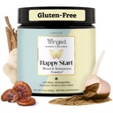 Winged Wellness Happy Start, Mood Booing Drink Mix pro ženy - Happy Mind & Hormonal Health, Mood Supplement s Red Maca, Ashwagandha, Houby & Více - Čokoláda, 30 Služebnictví