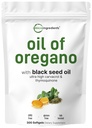Micro Ingredients Oil of Oregano Softgels, 300 Počet 124; 2 v 1 Vyrobeno s černým semenným olejem, 4X Síla karvacolu a Thymoquinone Officiel124; Plant based, Non- GMO, & Imunitní podpora