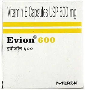 50 Evion 600mg Kapsle Vitamin E pro zářící obličej, Silné vlasy, Akné, Hřebíky, Zářící kůže 400mg, Ovládací vlasy Lossess