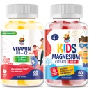 Gumerie hořčíku pro děti a vitamín D3 K2 Gummies 5000 IU - Imunitní a kostní podpora - Sugar- Free Vitamin D Gummy dodatek - High- Absorpce, Vegan, gluten- Free Gummies pro dospělé