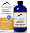 HoneyCombs vitamin B2 Riboflavin dodatek tekuté kapky - vysoká potence vitamin B2 pro muže a ženy - Udržujte zdravé trávení, nervový systém, vlasy, kůže, hřebíky - Vegan tekuté vitamíny (8 Fl oz)