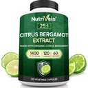 Nutriveral Premium Citrus Bergamot Dodatek 1400mg 25: 1 Bergamia Extract - 60 denní dodávky (120 Kapsle): Výkonný italský Citrus Bergamot 1400 mg + vysoká koncentrace - srdce a oběhový systém