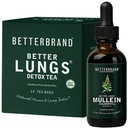 Betterbrand BetterLungs Health Pack - Lepší plíce Detox čaj & Mullein Leaf tinktura kapky 124; (2) Denní Respirační Wellness