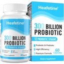 300 miliard CFU Probiotika pro ženy a muže - 12 Strains + 3 Organic Prebiotics, Probiotika pro stravitelné zdraví a imunitu, Gut Health & Bloating, Gut Health pro ženy a muže - 60 Kapsle