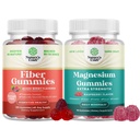Svazek slizničních gumiček - Chicory Root Supplement s prebiotickou podporou pro Gut & Digestive Health a Magnesium Gumies - Relaxační magnesium Citrát - Malina Ochucené pro tělo & mysl Relaxation