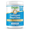Orgain Hydrolyzované Kolagen Peptidy + Prebiotické a Probiotika Prášek pro ženy a muže, 20g Trass Fed Kolagen, 1 Milion CFU - Podporuje stravovací, vlasy, kůže a společné zdraví, Non- GMO, Typ I & III, 1lb