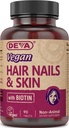DEVA Vegan vlasy, nehty a kůže vitamíny & Minerály s Biotin, dodatek, 90 Tablety
