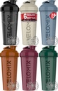 VELOMIX -6 balení - 28 oz Lahvička s proteinem pro proteinové směsi - 6x Wire Whisk CUP 124; Leak Proof Shaker Cups pro proteinové třepačky 124; Protein Shaker Lahvička Balení s proteinem 124; Protein Shake Cup (Earth Tones Collection)