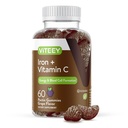 Viteey Iron Gummies - Železo s vitaminem C - Energie, podpora prsou a anémie dodatek pro ženy a muže - Vegan, gluten zdarma - 60 Počet