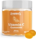 Droppels Vitamin C Gummies, 180mg - Vegan, Pectin Plant- Based Imunitary Support Booster Supplementary - Tangerine Flavor, 60 Počet (1- Month Supply)