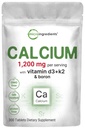 Mikro složky vápník 1 200 mg s vitaminem D3 & K2, 300 Tablety CLAS124; Vápník doplňky pro ženy & Muži CLAS124; Minerální komplex Support Bone, zuby, kolon a kardiovaskulární zdraví CLAS124; Non- GMO, gluten- bez