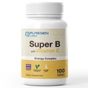 Puregen Labs Super B Energy Complex s vitamínem C - Imunitní zdraví, Energie & Nervový systém Podpora - Non- GMO, Gluten- Free 100 Vegetariánské tablety