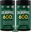 Alpha Flow [2 Pack] Chlorofyl Kapsle 600mg - Chlorofyl dodatek pro energii a kůži - Vnitřní deodorant pro ženy a muže - Alternativa k kapalné kapky - 240 Vegan pilulky