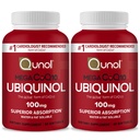 Qunol Mega Ubiquinol Coq10 100mg, Superior Absorpce, patentovaná voda a tuk rozpustný přírodní doplněk forma koenzymu Q10, Antioxidant pro srdeční zdraví, 60 Softgels, Balení po 2