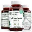 Natural Nutra Vitamin A 10,000 IU Softbels - High potency Eye and Skin Vitamins - Gluten- Free - Doplněk pro zrakové a kožní zdraví - Rybí jaterní olej pro muže a ženy, Gluten Free 100 Softbels (2 balení)